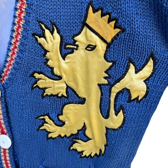 NO! Jeans Vintage 90s 80s Embroidered Knit Linen Cardigan House Of Windsor Crest - Picture 9 of 15